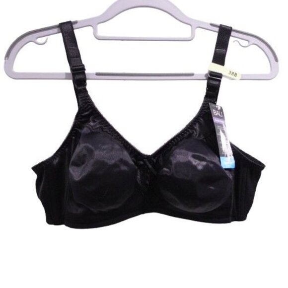 NEW Bali Double Support Tailored Wireless Lace Up Front Bra Black Size 38B 3820 - Picture 1 of 6